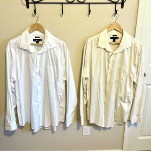 Pronto Uomo White and Cream Dress Shirts Size 18.5- 36/37